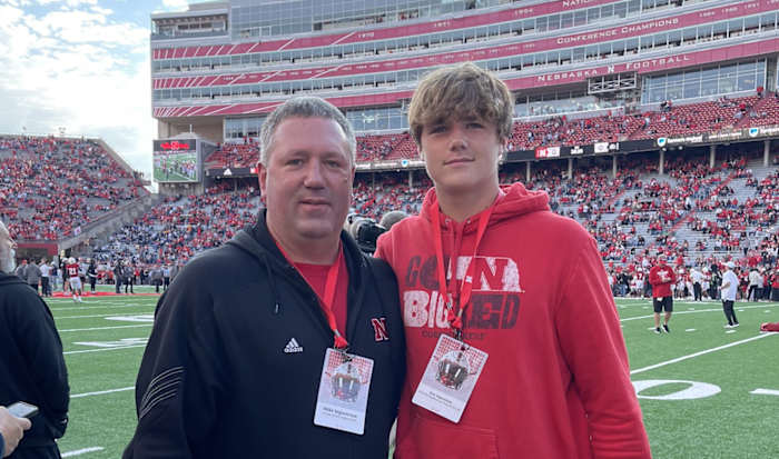Eric Ingwerson with his father at Memorial Stadium